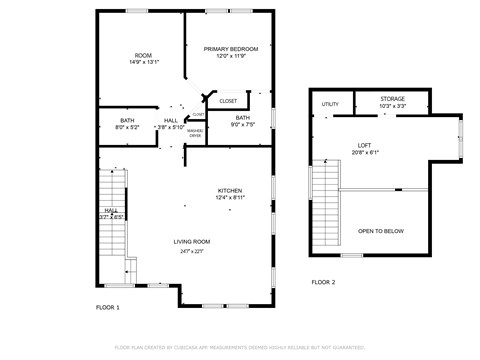 Floor plan for a home with a living room, bathroom, and kitchen.